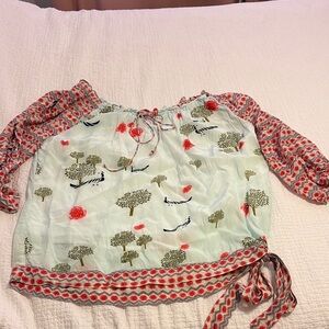 Benares vibrantly colorful pullover blouse.  Size S